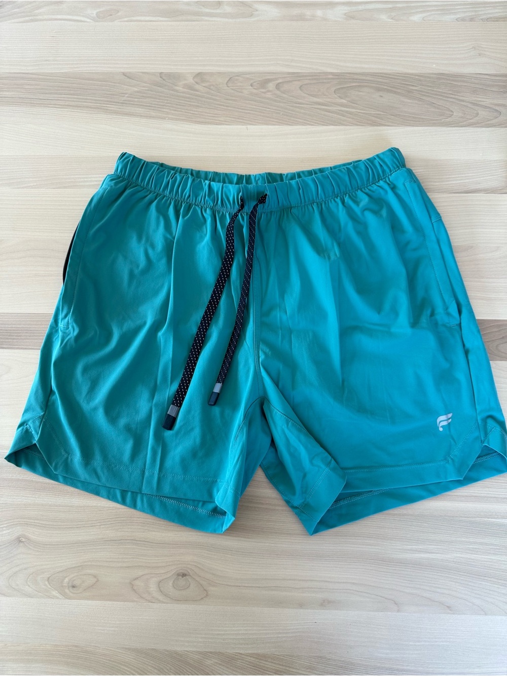 Fabletics Teal Athletic Shorts with Drawstring Size Medium